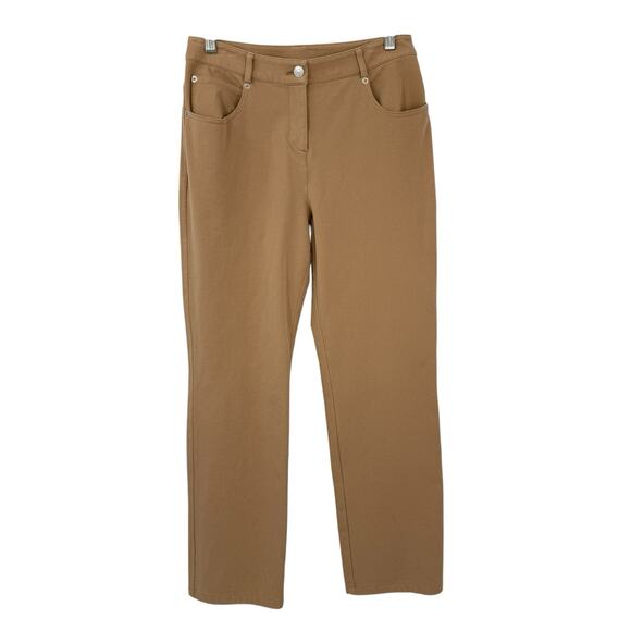 ST JOHN Pants Womens 4 Straight Leg Stretch 5 Pocket Tan Camel Casual Office - Picture 14 of 14